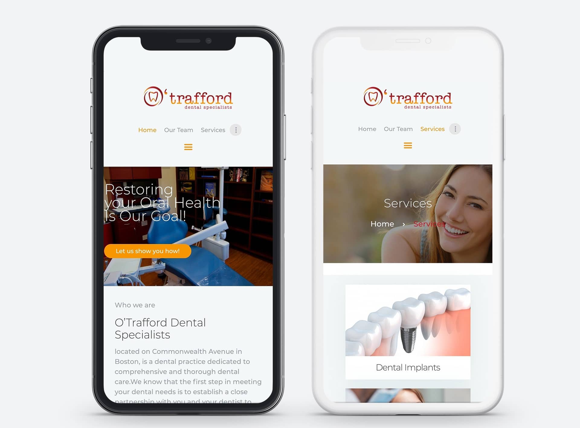 O’Trafford Dental Specialists website Spirilio Graphic and Web Design